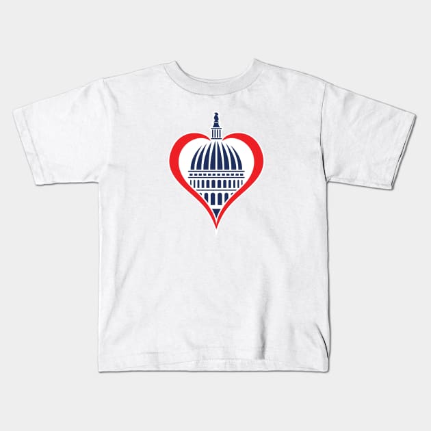 Washington DC Capitol Dome with Heart Kids T-Shirt by hobrath